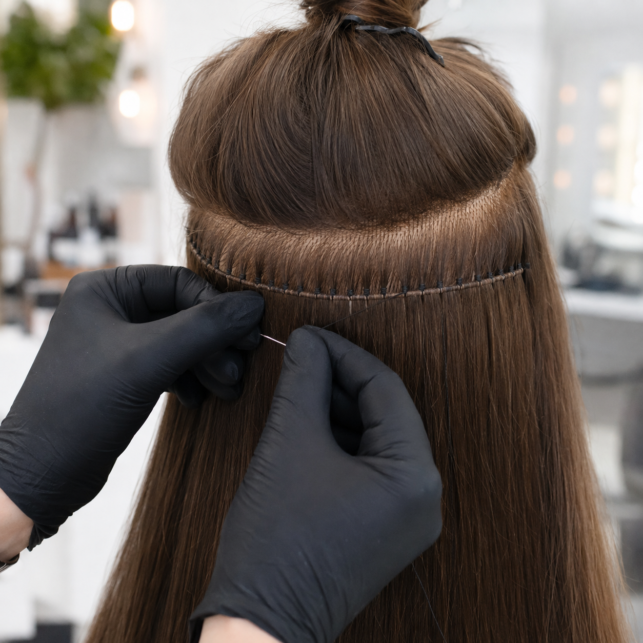 Professional Genius Weft hair extension installation